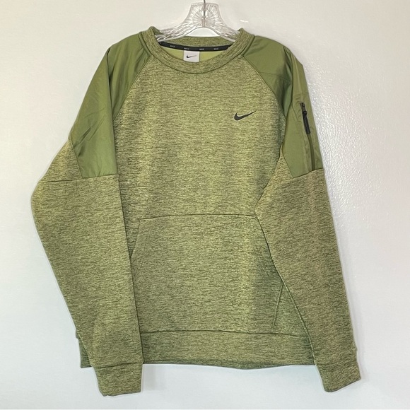 Nike Olive Therma-FIT Men's Fitness Crewneck Pullover Sweatshirt Size Large - Picture 4 of 11
